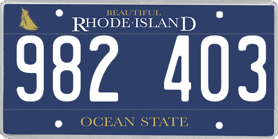 RI license plate 982403