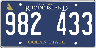 RI license plate 982433