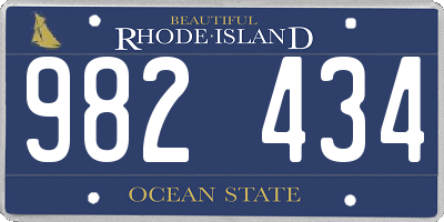 RI license plate 982434