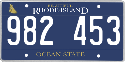 RI license plate 982453