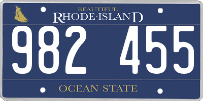 RI license plate 982455