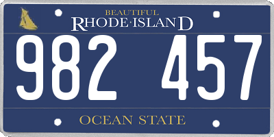 RI license plate 982457