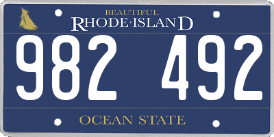 RI license plate 982492