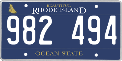 RI license plate 982494