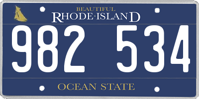 RI license plate 982534