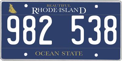 RI license plate 982538