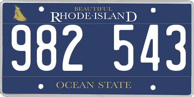 RI license plate 982543