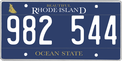 RI license plate 982544