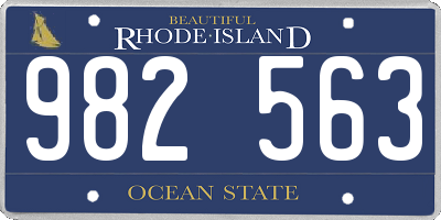 RI license plate 982563
