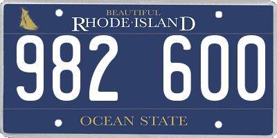 RI license plate 982600