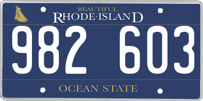 RI license plate 982603