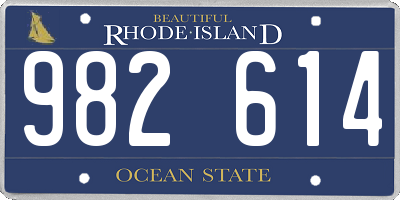 RI license plate 982614