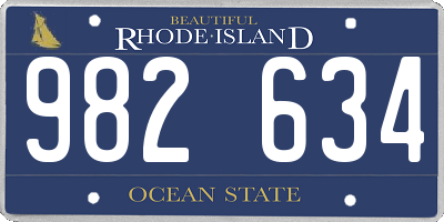 RI license plate 982634