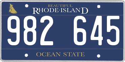 RI license plate 982645
