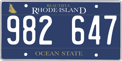 RI license plate 982647