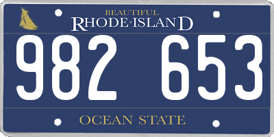 RI license plate 982653
