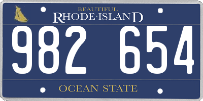 RI license plate 982654