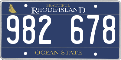 RI license plate 982678