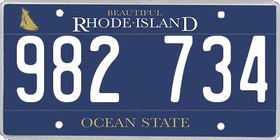 RI license plate 982734