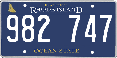 RI license plate 982747