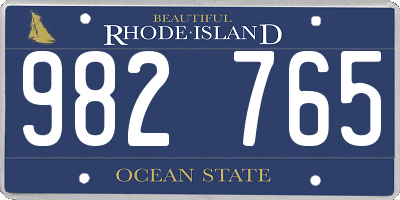 RI license plate 982765