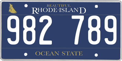 RI license plate 982789