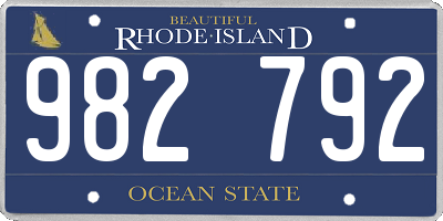 RI license plate 982792