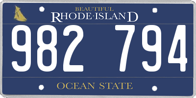 RI license plate 982794