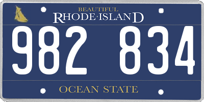 RI license plate 982834