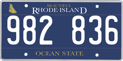 RI license plate 982836