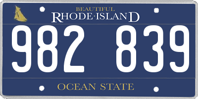 RI license plate 982839