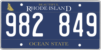 RI license plate 982849