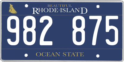 RI license plate 982875