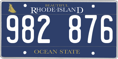 RI license plate 982876