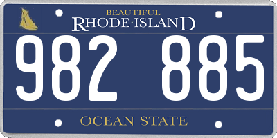 RI license plate 982885