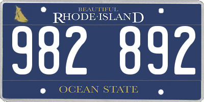 RI license plate 982892