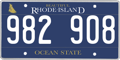 RI license plate 982908