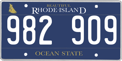 RI license plate 982909