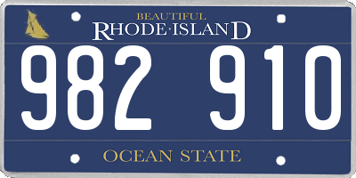 RI license plate 982910