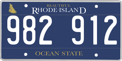 RI license plate 982912