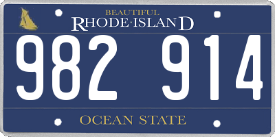 RI license plate 982914