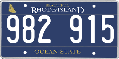 RI license plate 982915