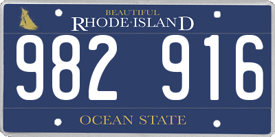 RI license plate 982916