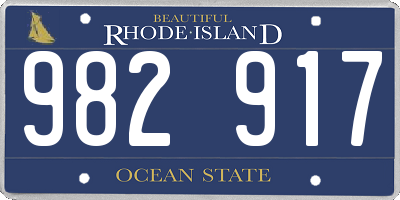 RI license plate 982917