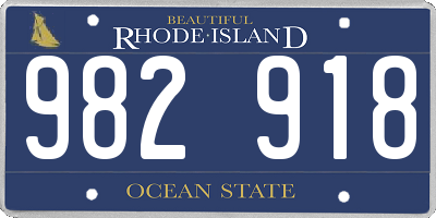 RI license plate 982918