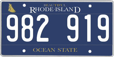 RI license plate 982919