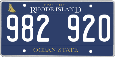 RI license plate 982920