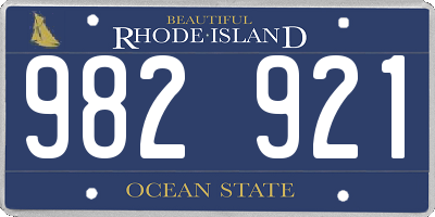 RI license plate 982921