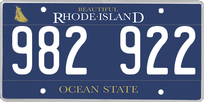 RI license plate 982922