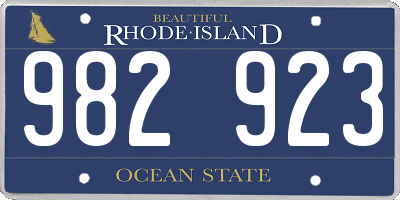 RI license plate 982923